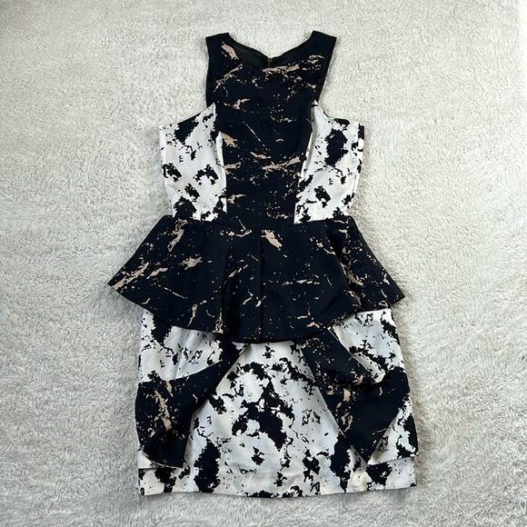 Alejandra de Coss for Inspirare Miss marble peplum sheath cocktail party dress 8 - Picture 5 of 13